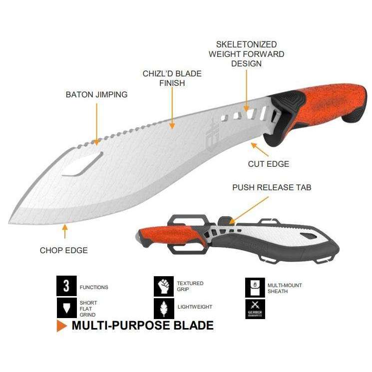 Gerber Versafix Pro Hybrid Chop Edge Fixed Blade Machette,EQUIPMENTTOOLSKNIFE FXBL,GERBER,Gear Up For Outdoors,